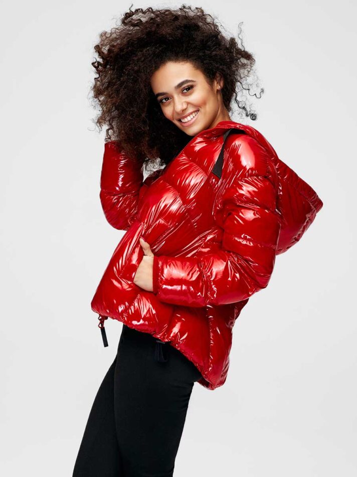 Tall ultimate faux leather biker jacket in red